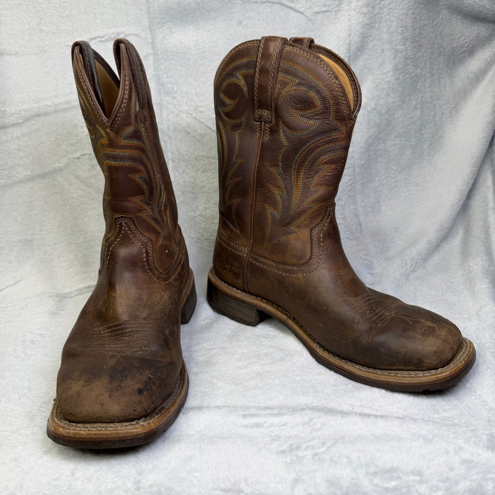 Ariat Hybrid Rancher Western Boots Mens 8EE Brown Leather Square Toe 10014067